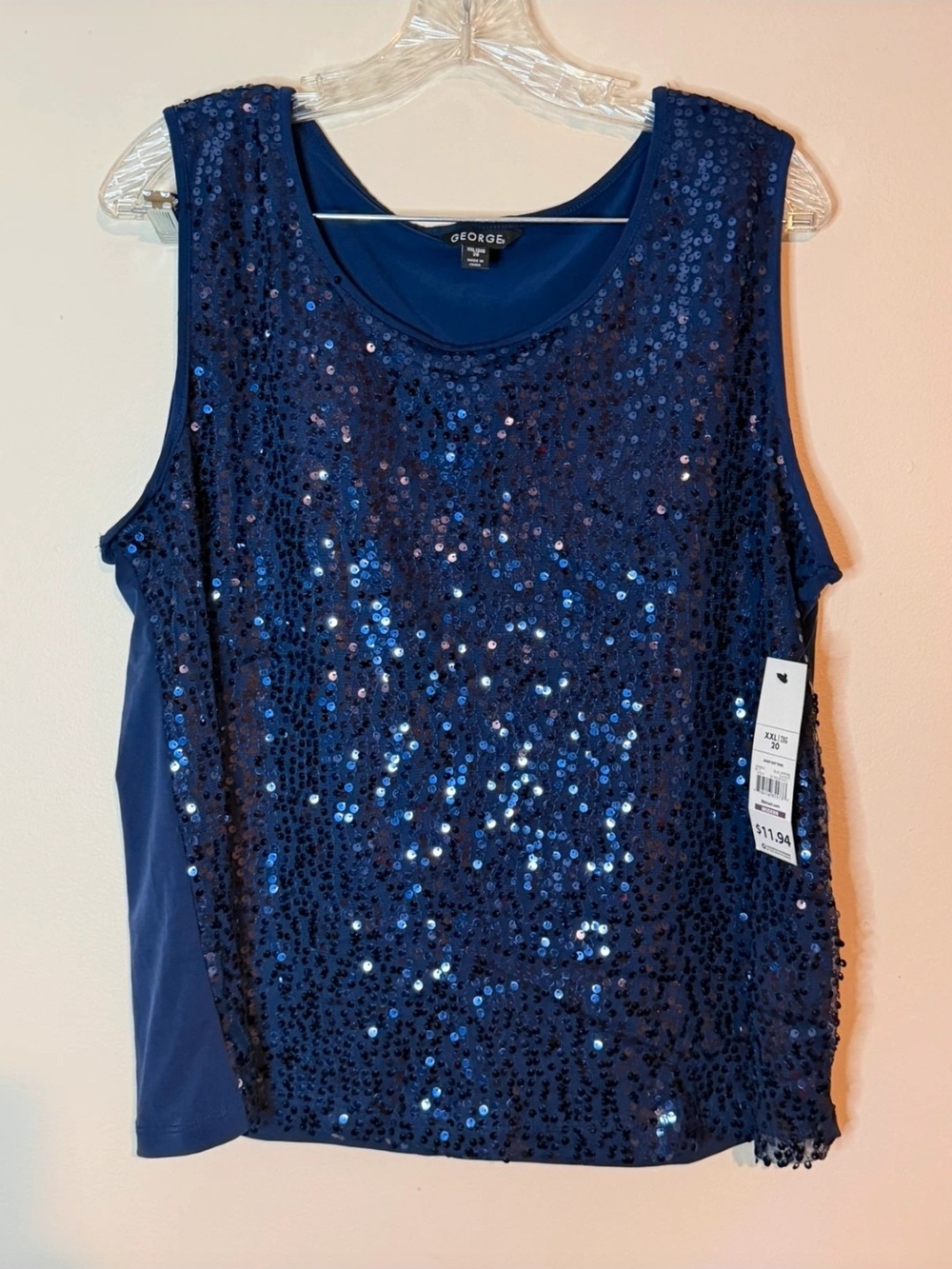 George Navy Sequin Sleeveless Shell Top